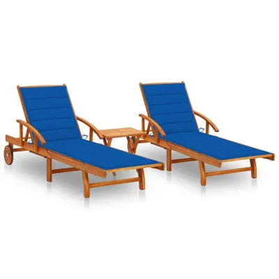 Produktbild von Maison Exclusive - Sonnenliegen 2 Stk. mit Tisch und Auflagen Massivholz Akazie