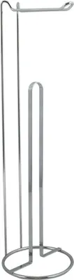Produktbild von MSV Toilettenpapierhalter Stehend BxHxT: 15x54x15cm freistehender Papierrollenhalter Edler Rollenhalter für WC-Rollen als Ersatzrollenhalter Silber