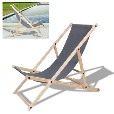 Immagine prodotto di Jopassy Sedia a sdraio pieghevole Sedia da giardino in legno Lettino pieghevole Sedia da campeggio Sedia da spiaggia Grigio 2 pezzi