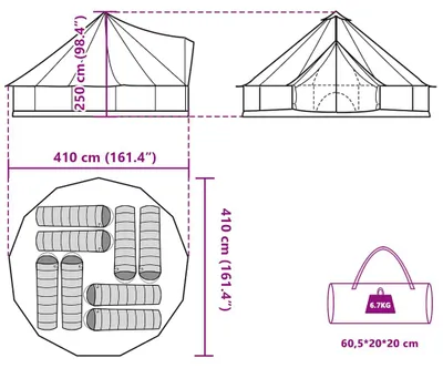 Image de vidaXL Tipi tente familiale 8 personnes vert imperméable