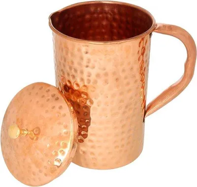 Productafbeelding van Famanu koperen theepot met deksel - 1200 ml, met geklonken details
