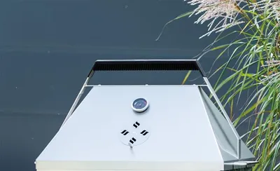 Immagine prodotto di THÜROS cofano per barbecue con termometro per superficie di griglia 40x60cm in acciaio inox
