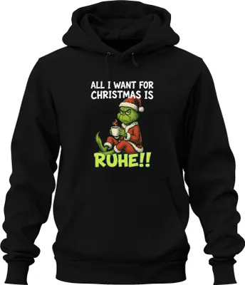 Obrázek produktu pro All I want for Christmas is calm weihnachtsgrinch sarcastic uni hoodie mikina s kapucí, černá, S
