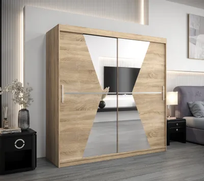 Obrázek produktu pro Šatní skříň MILANA - šířka 200 cm, dub sonoma