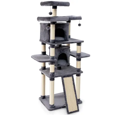 Zdjęcie produktu dla COSTWAY 170 cm drapak dla kota drapak dla kota drapak dla kota drapak drapak drapak drapak drapak drapak jaskinia z piłeczkami 2 jaskinie 60x50x170cm