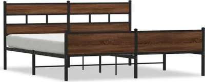 Obrázek produktu pro vidaXL Kovová postel bez matrace Hnědý dubový vzhled 180x200 cm