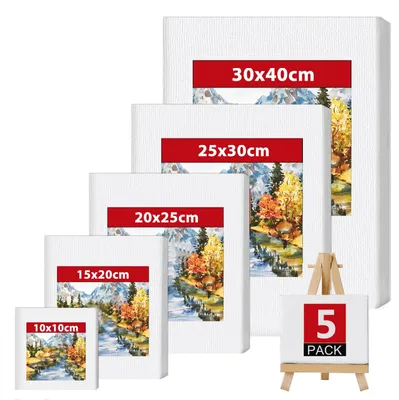 Immagine prodotto di Omgoods - Set di 5 tele per pittura - 100% cotone, disponibili in diverse dimensioni