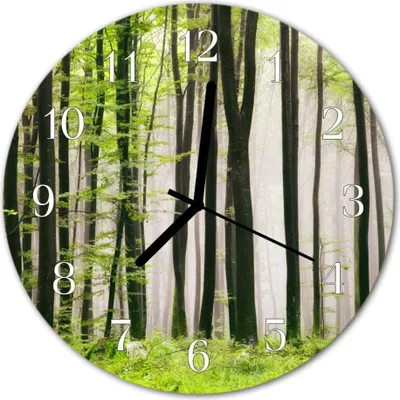 Produktbild von Glasuhr Wanduhr Küchenuhr Echt-Glas 30fi cm Wald grün