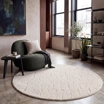 Produktbild von Paco Home Teppich Wohnzimmer Hochflor Skandinavisch Boho 3D Flauschig Waschbar Deko 120 cm rund