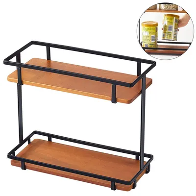 Produktbild von Küchenregale, Gewürzregal, 2 Etagen, Schrankregal, Organizer, stapelbar, Gewürzhalter, Mehrzweck-Schrank, Aufbewahrungsregal für Küche, 28x12x24,5cm