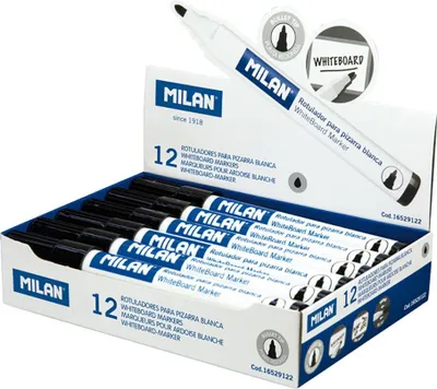 Image de Feutres Noirs Tableau Blanc Milan Pointe Fine 4,7mm, Encre Effaçable - Milán