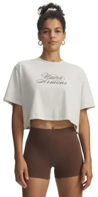 Produktbild von Under Armour Scriptheart Crop Kurzarm-t-shirt Weiß S Frau Weiß S