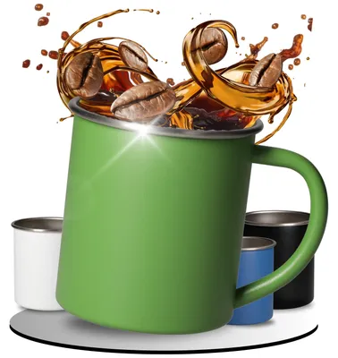 Image de Tasse en acier inoxydable « Adventura » 340 ml - Tasse de camping robuste avec bord arrondi - verte