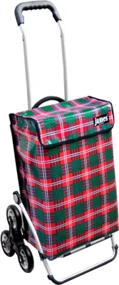 Produktbild von James Einkaufstrolley - SCHOTTEN - stabiler Einkaufswagen mit individuellem Design - mehrfarbig: rot | grün in Ausführung: Royal-Treppensteiger