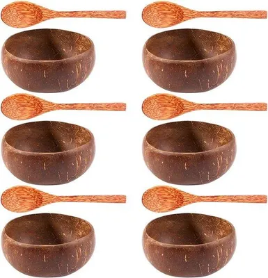 Produktbild von Kokosnuss Schalen Set handgemacht 12-teilig Dessert Salatschale