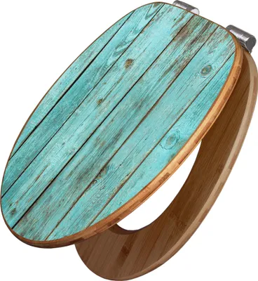 Produktbild von banjado Design WC Sitz Bambus Absenkautomatik -Blaues Holz - Toilettendeckel mit Absenkautomatik Holz/hochwertiger Bambus Klodeckel/WC-Sitz für alle gängigen Toiletten [TDB2 12205]