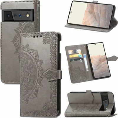 Produktbild von König Design Hülle kompatibel mit Google Pixel 6 Pro Kunstleder Handyhülle - Handy Case Grau