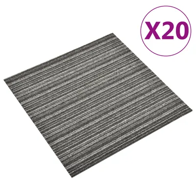 Image de Tapis vidaXL, lot de 20, rayé, anthracite, 50 x 50 cm
