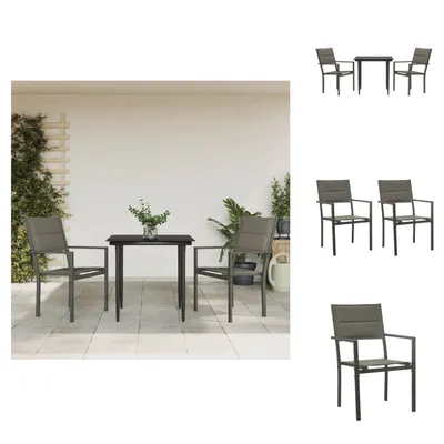 Image de vidaXL Ensemble de jardin 3 pièces noir acier et textilène - Ensemble de meubles de jardin