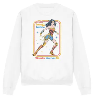 Image de Sweat-shirt unie Wonder Woman - "Vérité, Amour, Justice" - pour hommes et femmes - modèle TV40960 (Taille XL) (Blanc)