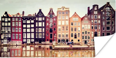 Produktbild von MuchoWow® Poster Amsterdam - Haus - Reflexion 80x40 cm - Wanddeko