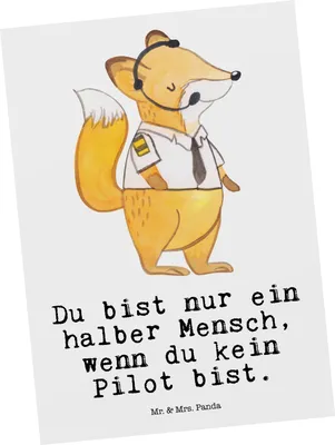Produktbild von Mr. & Mrs. Panda Postkarte Pilot Herz - Weiß - Geschenk, Ansichtskarte, bildkarte, Witzig, Flugzeug, Spruch, Grußkarte, Postkarten, Fotokarte