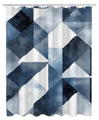 Produktbild von Extra langer Duschvorhang - Wasserdichtes Polyester - Blau - 240 x 200 cm