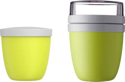Produktbild von Mepal 2-tlg Snackpot / Lunchpot Set Ellipse Lemon Lime – praktische Behälter zur Aufbewahrung und für Transport von Lebensmittel – tiefkühltauglich – spülmaschinenfest
