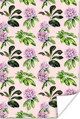 Produktbild von MuchoWow® Poster Blumen - Hortensie - Muster 120x180 cm - Kunstposter