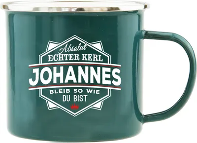 Produktbild von Echter Kerl Emaille Kaffeetasse Kaffeebecher Johannes