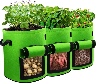 Produktbild von Kartoffel-Pflanzsäcke, 3 Stück Kartoffel-Pflanzsäcke Tomaten-Pflanztöpfe, Kartoffelsäcke Pflanzsäcke Pflanzsäcke für Kartoffeln, Blumen, Pflanzen, Gemüse (grün)
