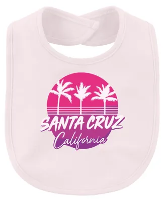 Imagen del producto de Santa Cruz, California. Estilo retro, surf, playa, costa de California. Babero, color rosa