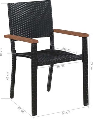 vidaXL Gartenstühle 2 Stk. Poly-Rattan Schwarz