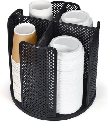 Produktbild von Kaffeebecherhalter, 360-Grad-Drehkaffeebecherdispenser, abnehmbarer Desktop-Wegwerf-Papierwasserkannenhalter für Wohnzimmer, Küche (schwarz)