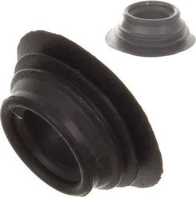 Two black rubber seals are shown against a white background. One seal is in the foreground, angled towards the viewer, and the other is in the background, smaller and viewed from above.