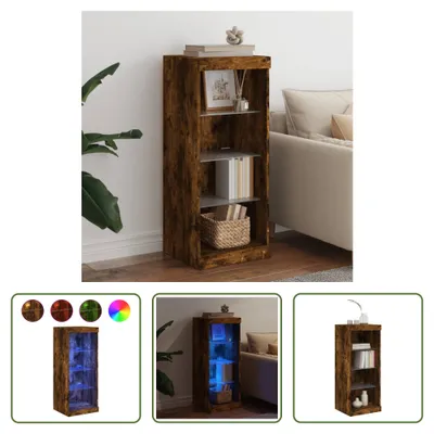 Produktbild von The Living Store Sideboard mit LED-Leuchten Räuchereiche 41x37x100 cm
