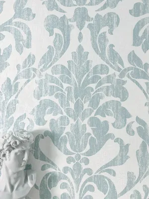 Produktbild von NEWROOM Tapete Weiß Vliestapete Ornament - Wohnzimmer Barock Blau     Glamour