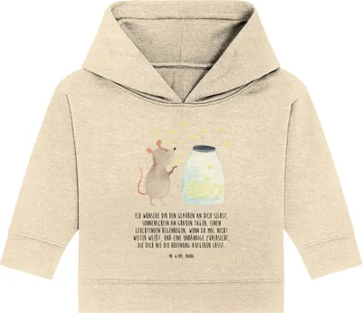 Produktbild von Mr. & Mrs. Panda Organic Baby Hoodie Maus Sterne 24. - 36. Monat - Natural Raw - Geschenk, Träume, Kapuzenshirt, Lustige Sprüche, Taufe, Geburtstag, Kapuzensweatshirt
