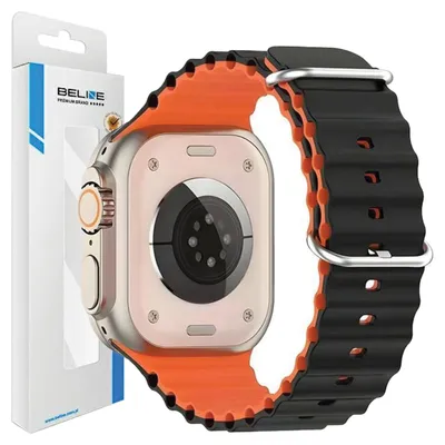 Produktbild von Beline Apple Watch Armband Silikon Waves 38/40/41Mm Schwarz/Orange /Schwarz-Orange Box