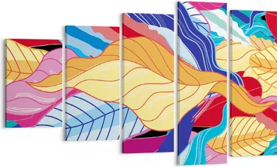 Produktbild von Bild auf Leinwand - Leinwandbild - 5 Teile - Muster Blätter bunt - 100x60cm - Wand Bild - Wanddeko - Wandbilder - Leinwanddruck - Bilder - Wanddekoration - Leinwand bilder - Wandbild - EG100x60-4269
