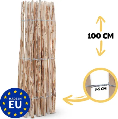 Produktbild von Staketenzaun Haselnuss Höhe 100 cm, Länge 5 Meter, Lattenabstand 3-5 cm