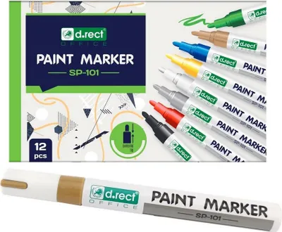 Produktbild von D.RECT SP-101 Marker Stifte, Wasserfest für Steine Bemalen, Acrylfarben Stifte Keramik Glas Porzellan Metall Kunststoff Holz Leinwand (Medium Spitze) 12 Stück Gold
