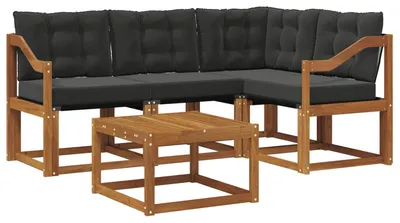 Produktbild von vidaXL Outdoor-Sofagarnitur mit Kissen 5 pcs Natürlich und Schwarz