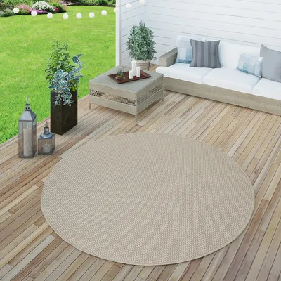 Produktbild von Outdoor Teppich wetterfest Garten & Terrasse flachgewebt Uni Sisaloptik robust Grösse 160x220 cm