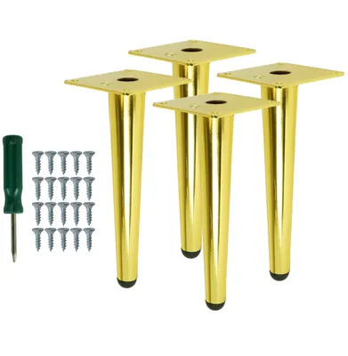 Produktbild von Metallfuß aus Stahl 20 cm gerade Sofafuß Schrankfuße Gold 4 Stück