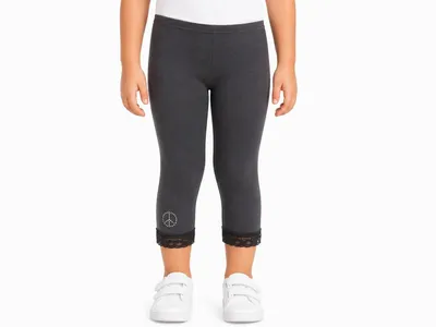 Produktbild von 4596 Bondi Peace Leggings Mädchen – Grau, Gr. 104 – 95 % Viskose, 5 % Elasthan, mit Spitze & Strass