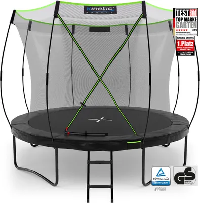 Produktbild von KINETIC SPORTS Trampolin Outdoor 'Ultimate Pro' Ø 244/305/366/427 cm – Rheinland Gartentrampolin, Kindertrampolin mit Leiter, bis zu 160 kg