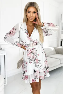 Produktbild von Numoco Geblümtes Kleid für Frauen Rosetta weiß-rosa Universal