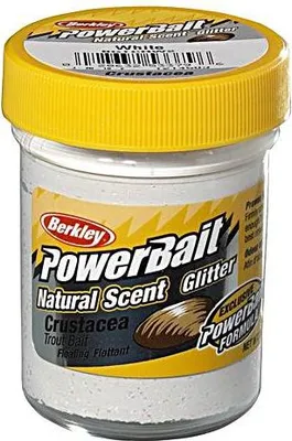 Zdjęcie produktu dla Berkley Power Bait Trout Bait Natural Scent White Crustacea Glitter Forellen-Teig 50g