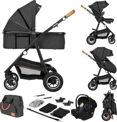 Productafbeelding van Combi Kinderwagen - Reiswieg Buggy - Veilig Onderweg - ADAC 5 Sterren - 0-4 Jaar - Zwart